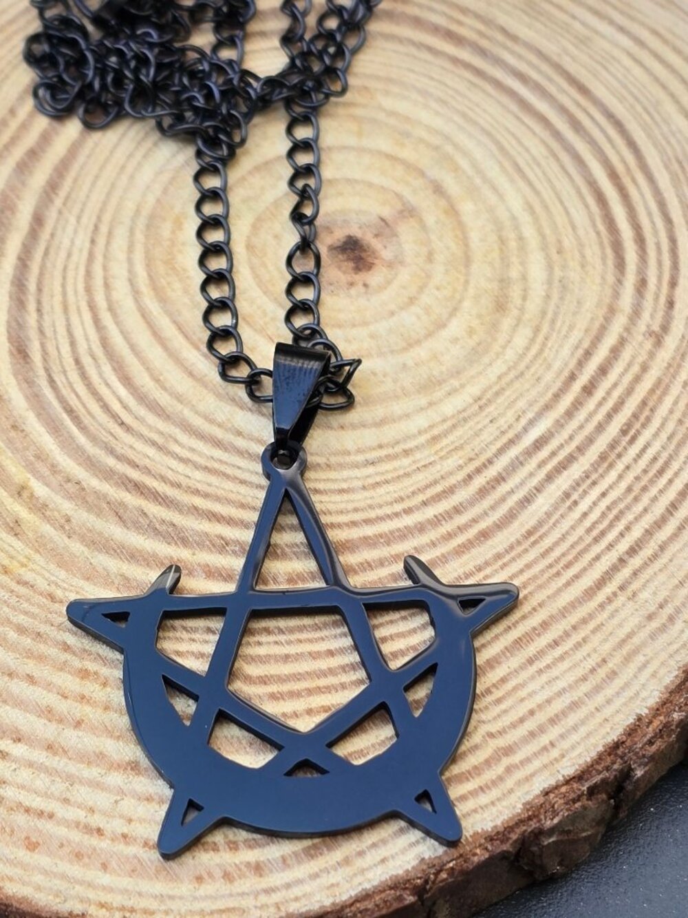 Crescent Star ✦ Geometric Witch Pendant ✦ Gothic Alt Celestial Necklace NWT